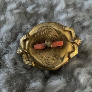 Antique Gold Brooch with Coral Detail
